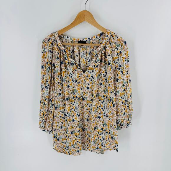 JNY Jones New York Plus Floral Blouse Peasant Top 3/4 Sleeve Multicolor Size 2X - Picture 7 of 7